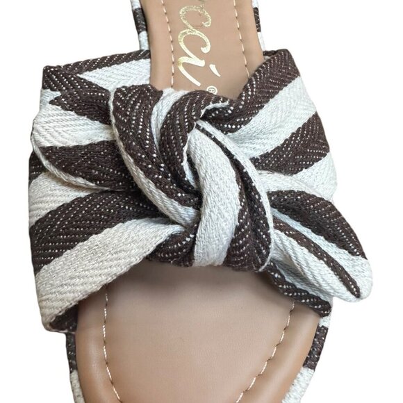 Ccocci Rachael Knotted Striped Slip-On Sandals Brown & White Women's Size 6.5 - Picture 4 of 8